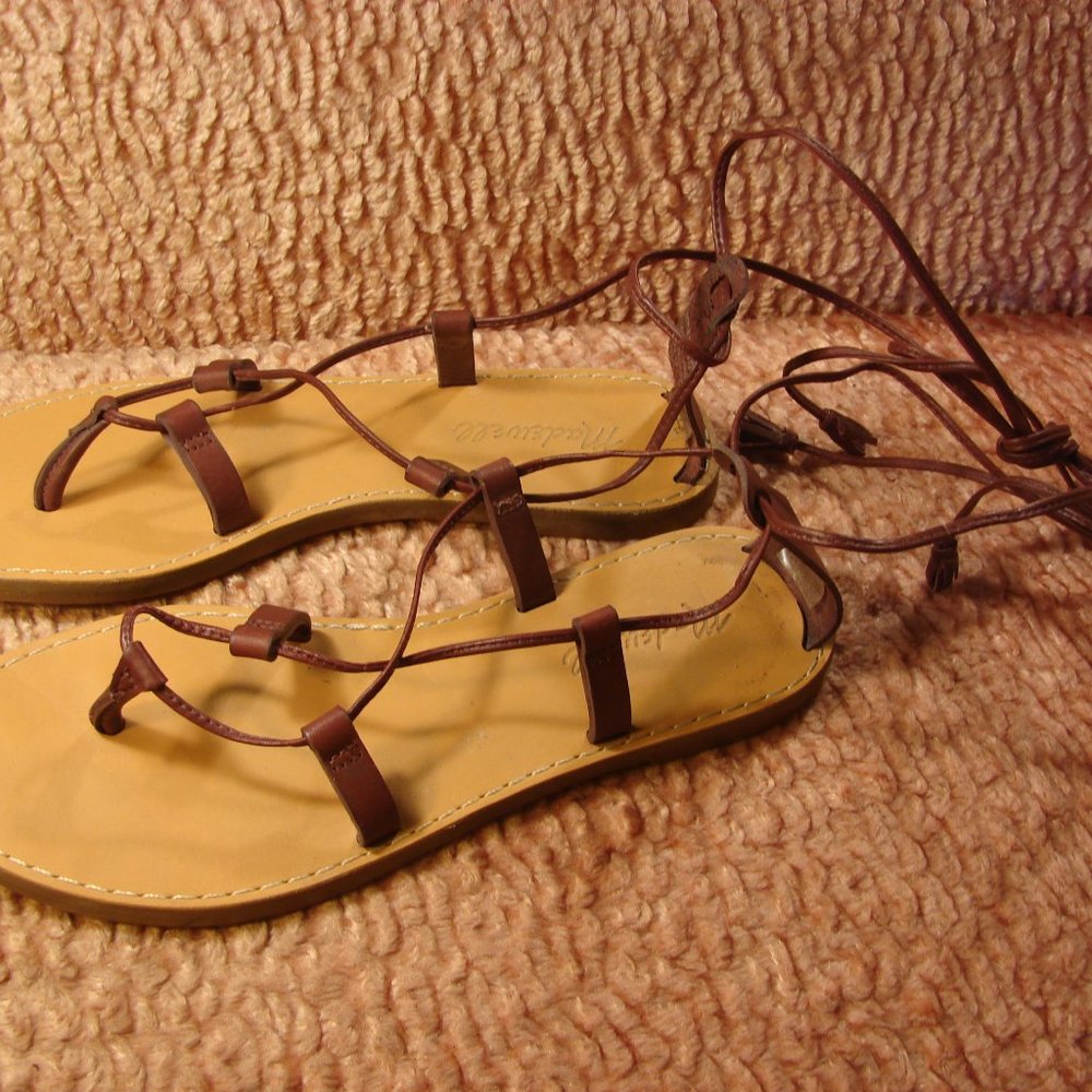 Madewell Boardwalk Leather Lace Up Sandals Ws 6.5